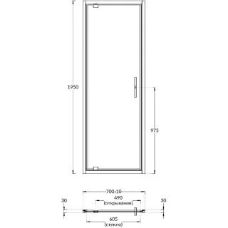 Душевая дверь Kerama Marazzi Vetro VE.70.PD.BLK.M 70 см стекло прозрачное профиль чёрный матовый